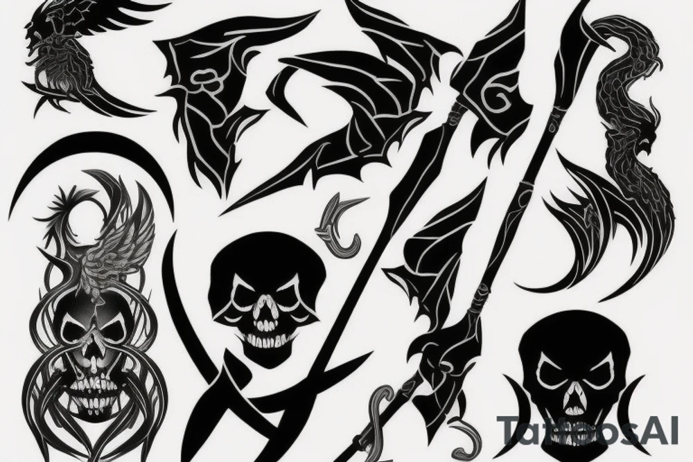dark shadow reaper scythe tattoo idea