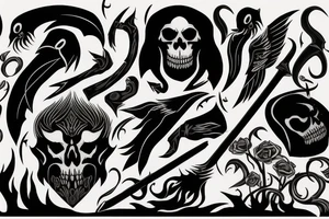 dark shadow reaper scythe tattoo idea