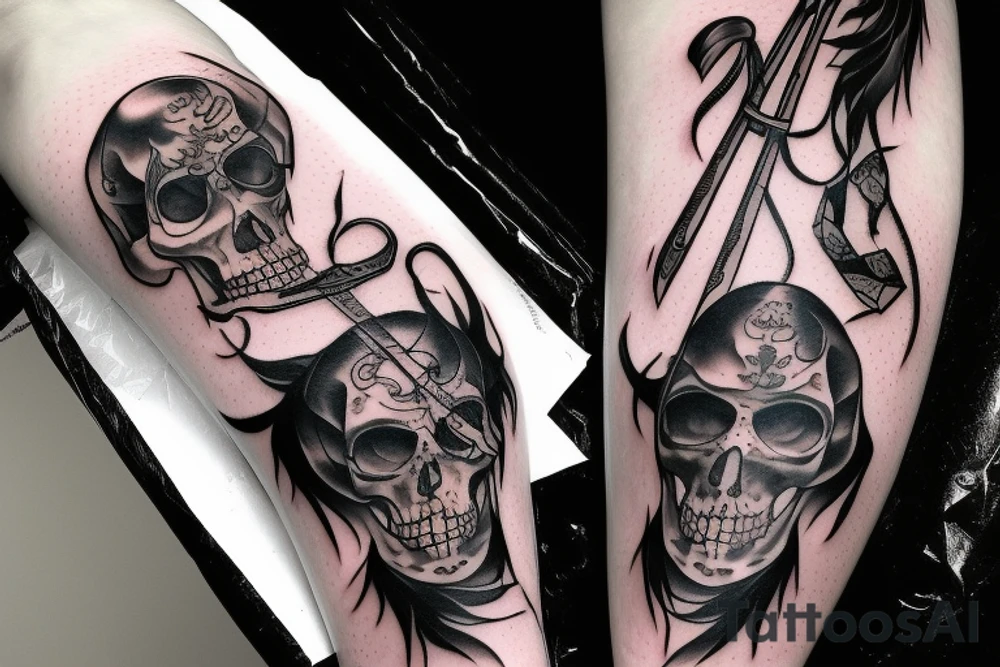 dark shadow reaper scythe tattoo idea