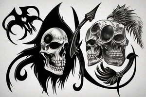 dark shadow reaper scythe tattoo idea