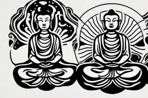 alien meditating like buddha simple symmetric tattoo idea