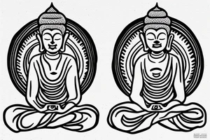 alien meditating like buddha simple symmetric tattoo idea