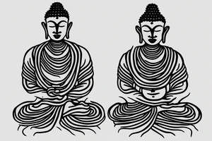 alien meditating like buddha simple symmetric tattoo idea