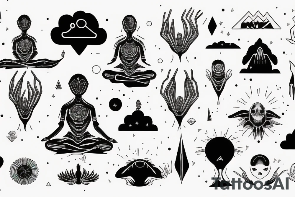 alien meditating simple symmetric tattoo idea