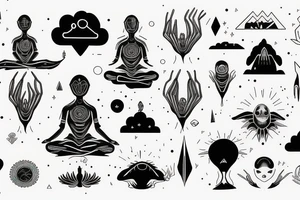 alien meditating simple symmetric tattoo idea