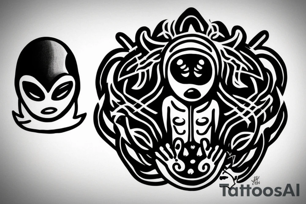 alien meditating with big head simple symmetric tattoo idea alien meditating with big head simple symmetric tattoo idea