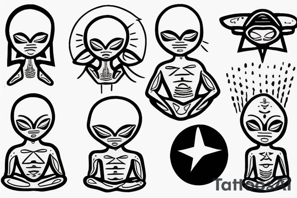 alien meditating with big head simple symmetric tattoo idea alien meditating with big head simple symmetric tattoo idea