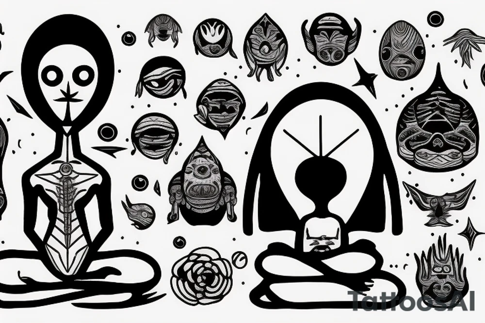 alien meditating with big head simple symmetric tattoo idea alien meditating with big head simple symmetric tattoo idea