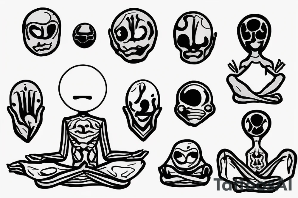 alien meditating with big head simple symmetric tattoo idea alien meditating with big head simple symmetric tattoo idea