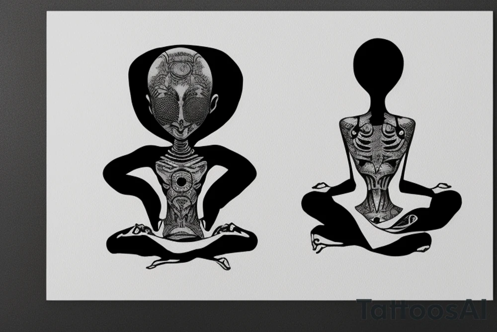 alien meditating with long head simple symmetric tattoo idea alien meditating with long head simple symmetric tattoo idea