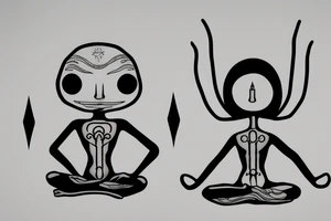 alien meditating with long head simple symmetric tattoo idea