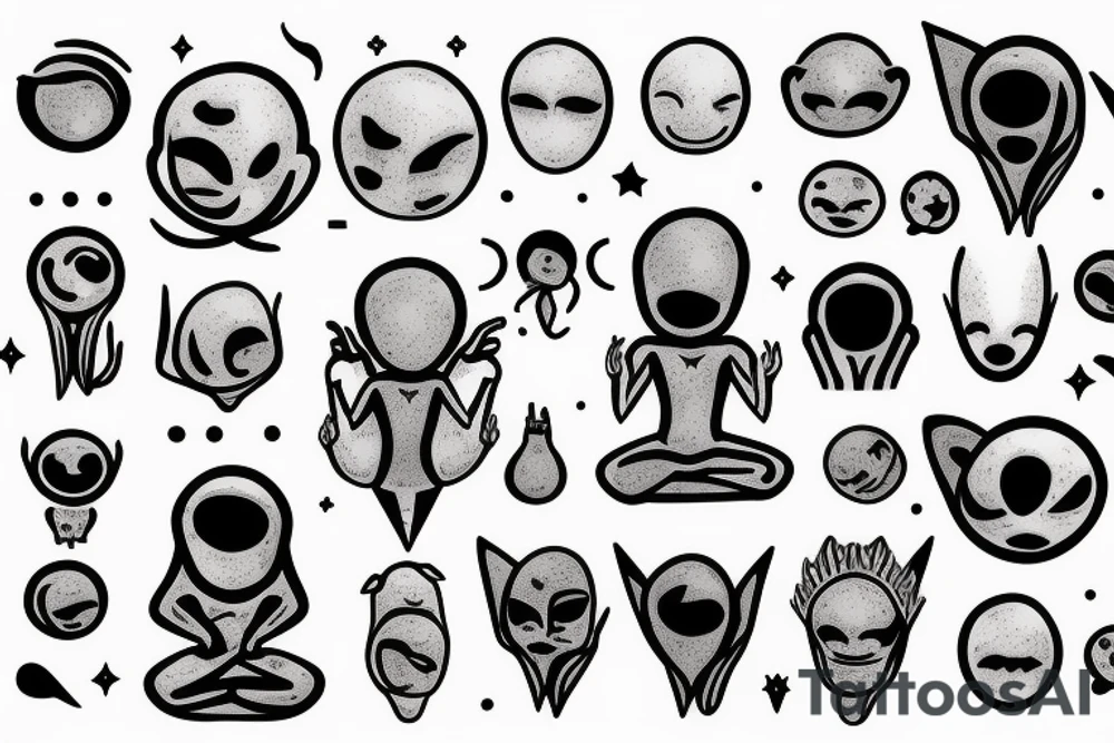 alien meditating with long head simple symmetric tattoo idea alien meditating with long head simple symmetric tattoo idea