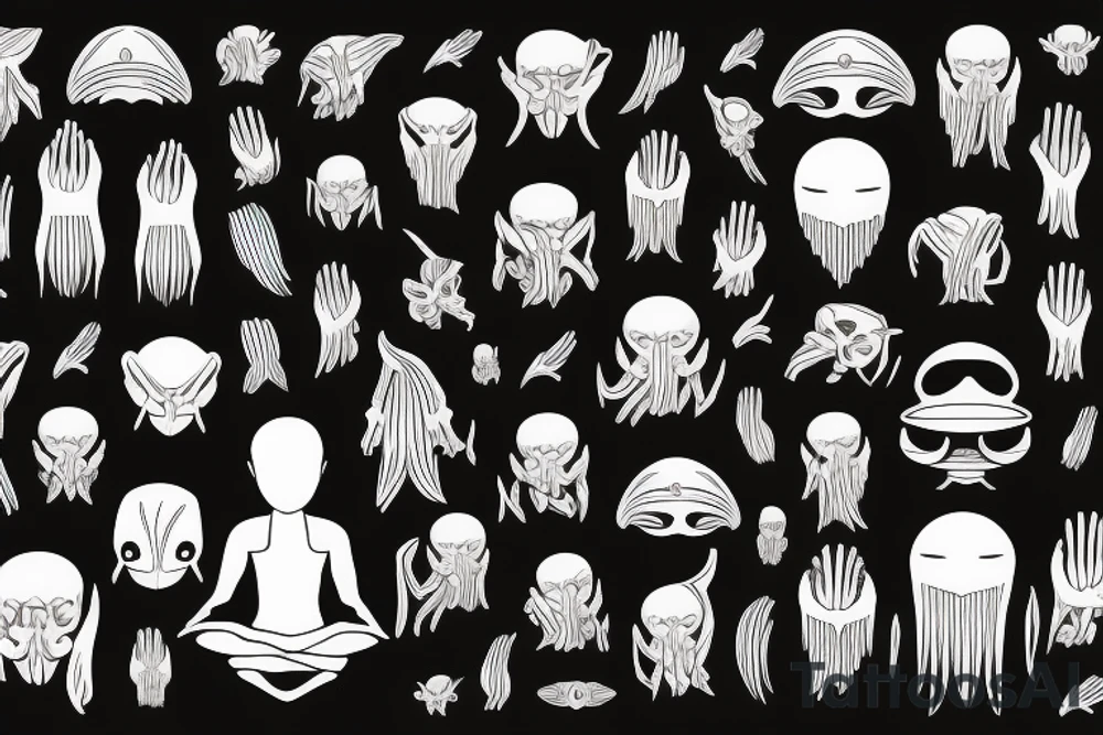 alien meditating with long head simple symmetric tattoo idea alien meditating with long head simple symmetric tattoo idea