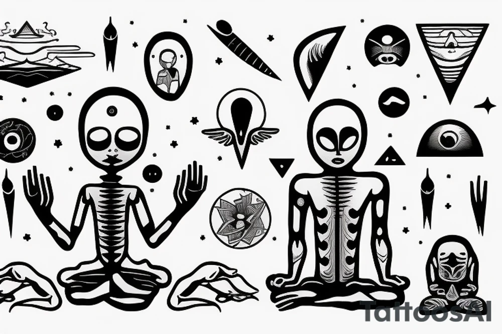 alien meditating with long head simple symmetric tattoo idea alien meditating with long head simple symmetric tattoo idea