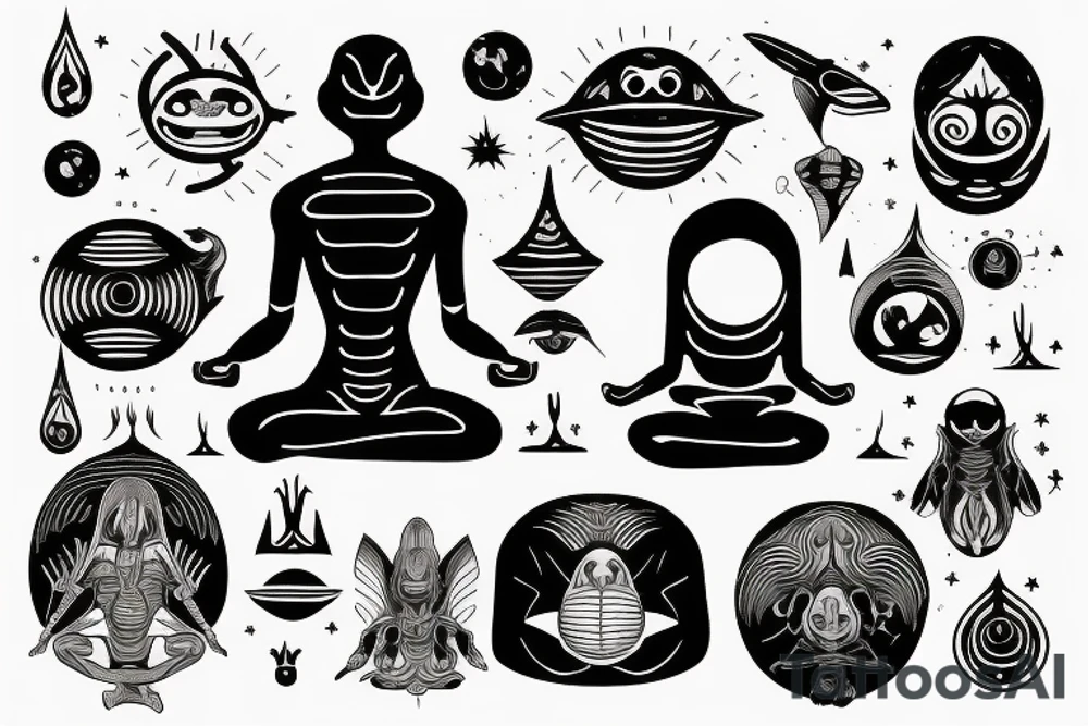 alien meditating with long head simple symmetric tattoo idea alien meditating with long head simple symmetric tattoo idea