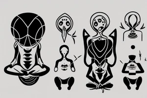 regular alien meditating simple symmetric tattoo idea