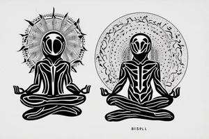 regular alien meditating simple symmetric tattoo idea