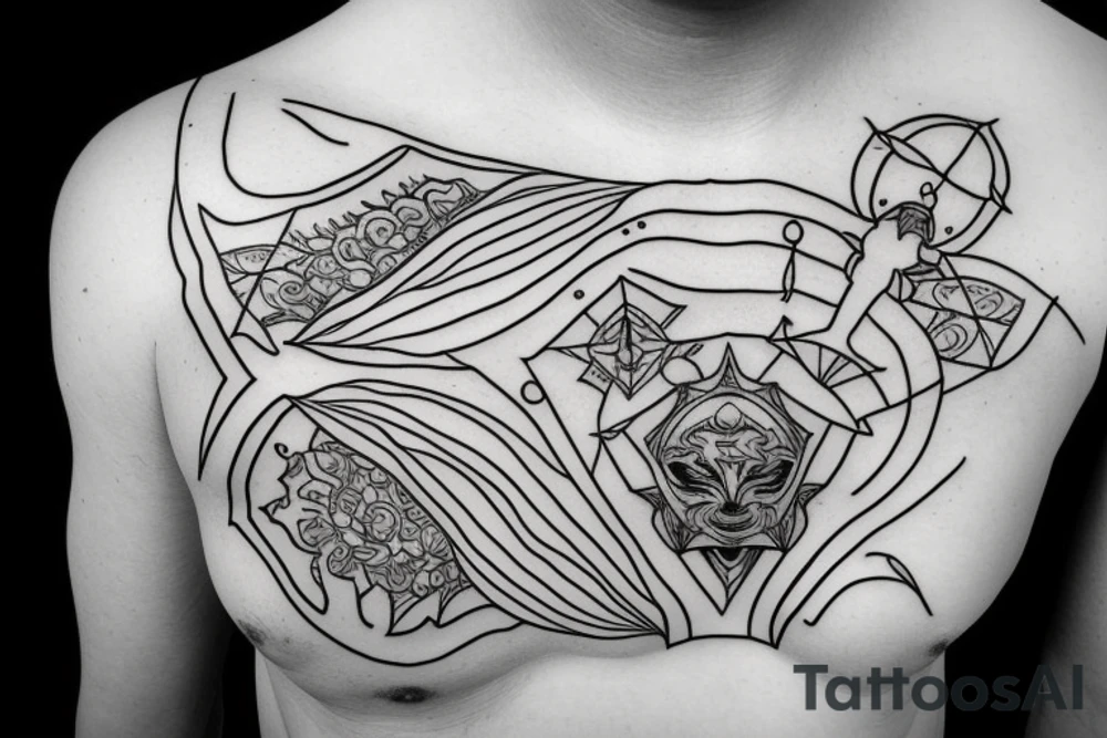 regular alien meditating simple symmetric tattoo idea