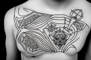 regular alien meditating simple symmetric tattoo idea