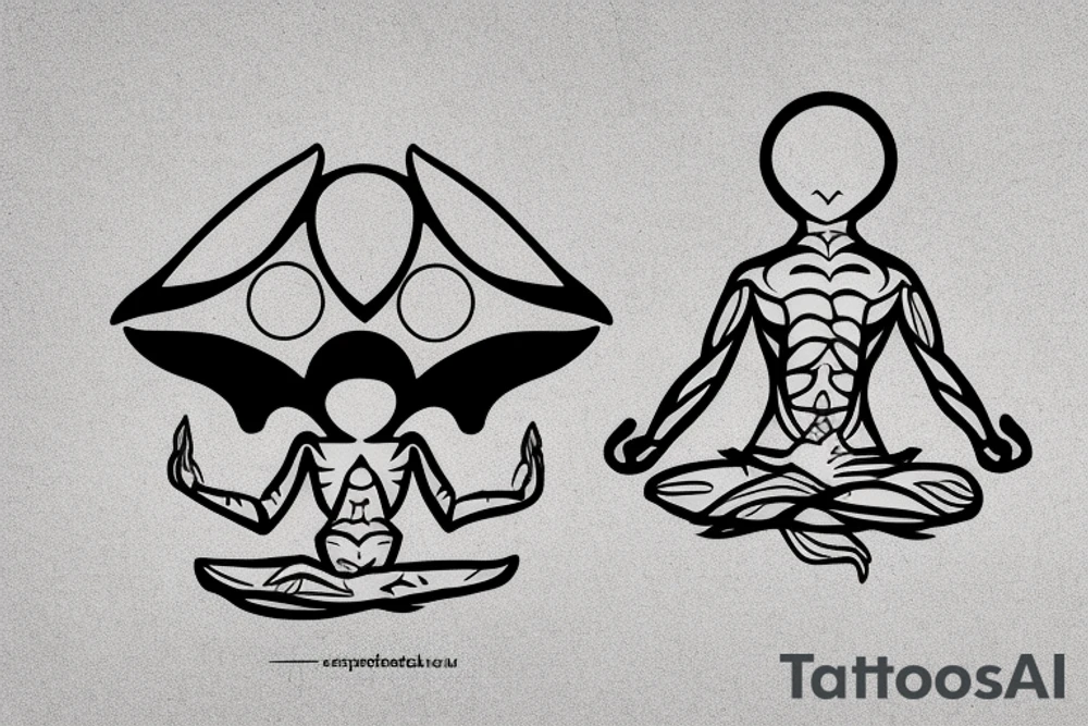 regular alien meditating simple symmetric tattoo idea