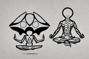 regular alien meditating simple symmetric tattoo idea
