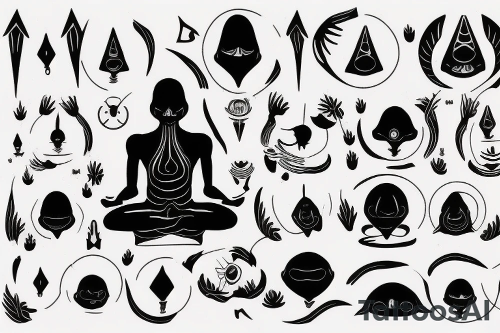 regular alien meditating simple symmetric tattoo idea