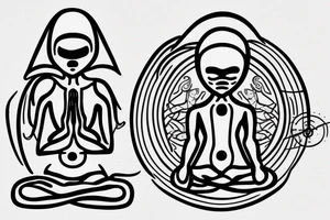 regular alien meditating simple symmetric tattoo idea