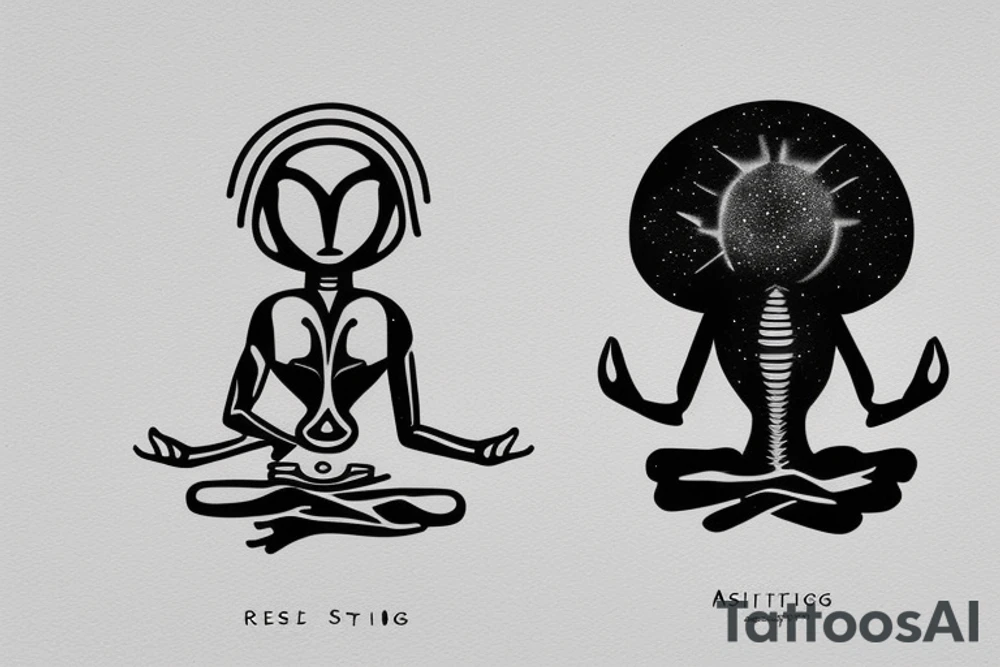 regular alien meditating simple symmetric tattoo idea