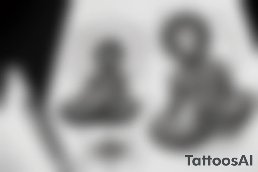 regular alien meditating simple symmetric tattoo idea