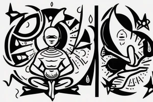 regular alien meditating simple symmetric tattoo idea
