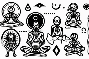 regular alien meditating simple symmetric tattoo idea
