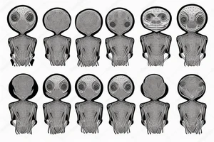 regular alien meditating simple symmetric tattoo idea