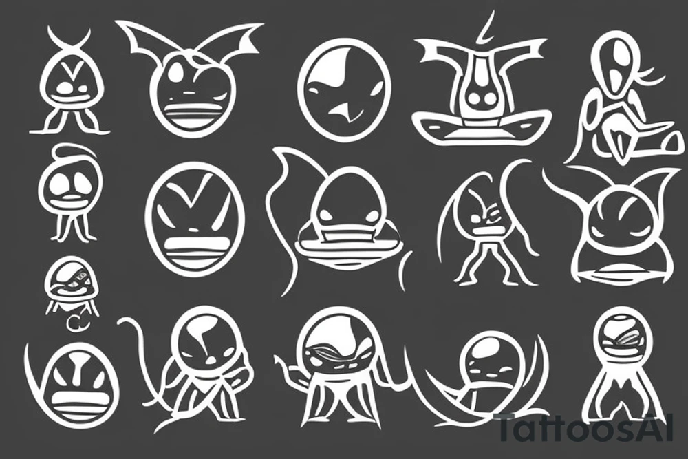 regular alien meditating simple symmetric tattoo idea