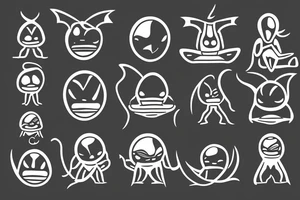 regular alien meditating simple symmetric tattoo idea