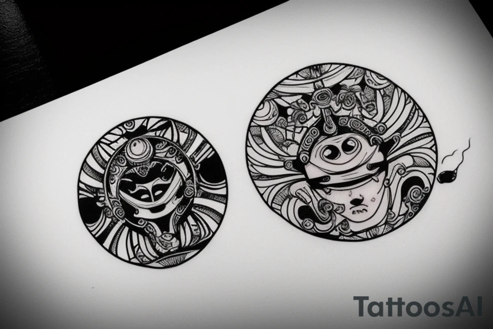 regular alien meditating simple symmetric tattoo idea