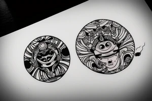 regular alien meditating simple symmetric tattoo idea
