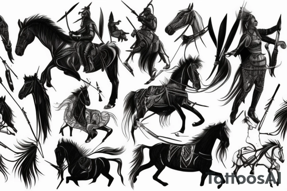 Horse warrior after battle tattoo idea