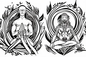 warrior meditating in a field tattoo idea