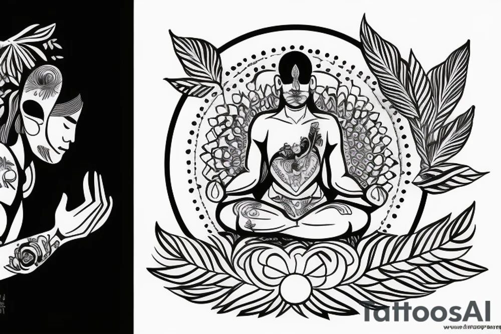 warrior meditating in a field tattoo idea