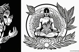 warrior meditating in a field tattoo idea