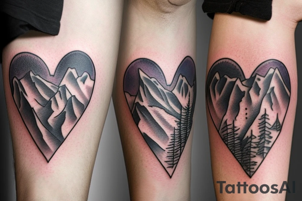 Mountains and heart tattoo idea