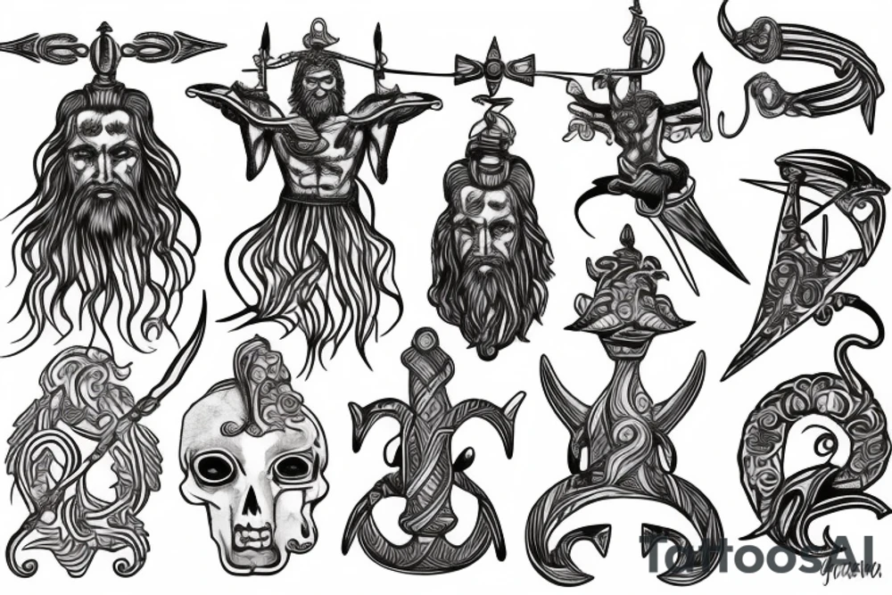 Poseidon with trident tattoo idea