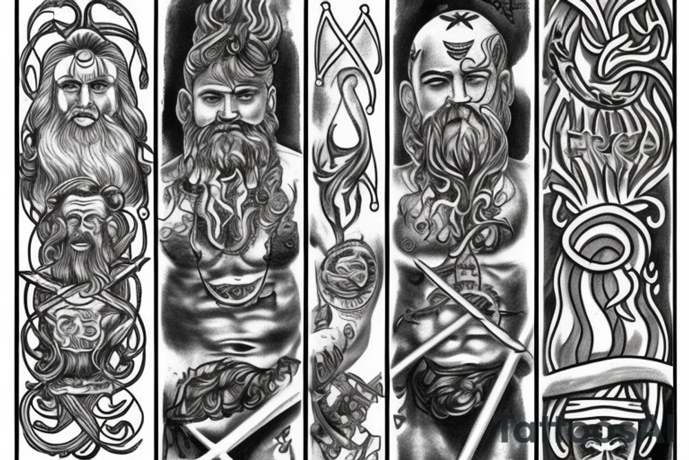 Poseidon with trident tattoo idea