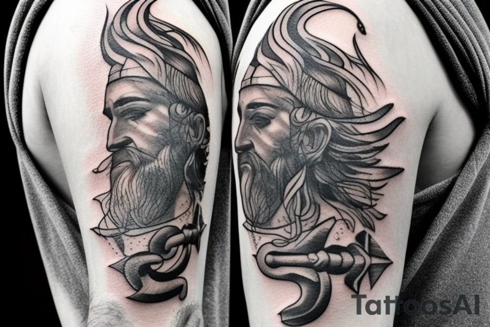 Poseidon with trident tattoo idea