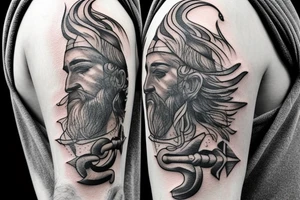 Poseidon with trident tattoo idea