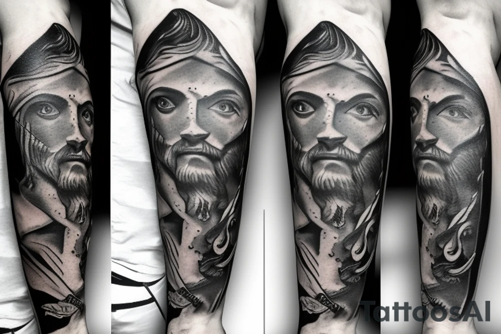 Poseidon with trident tattoo idea