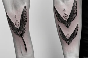 sibling tattoo minimalist featuring an hourglass with wings tattoo idea