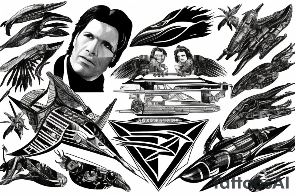 the words so say we all with a Battlestar Galactica Viper tattoo idea