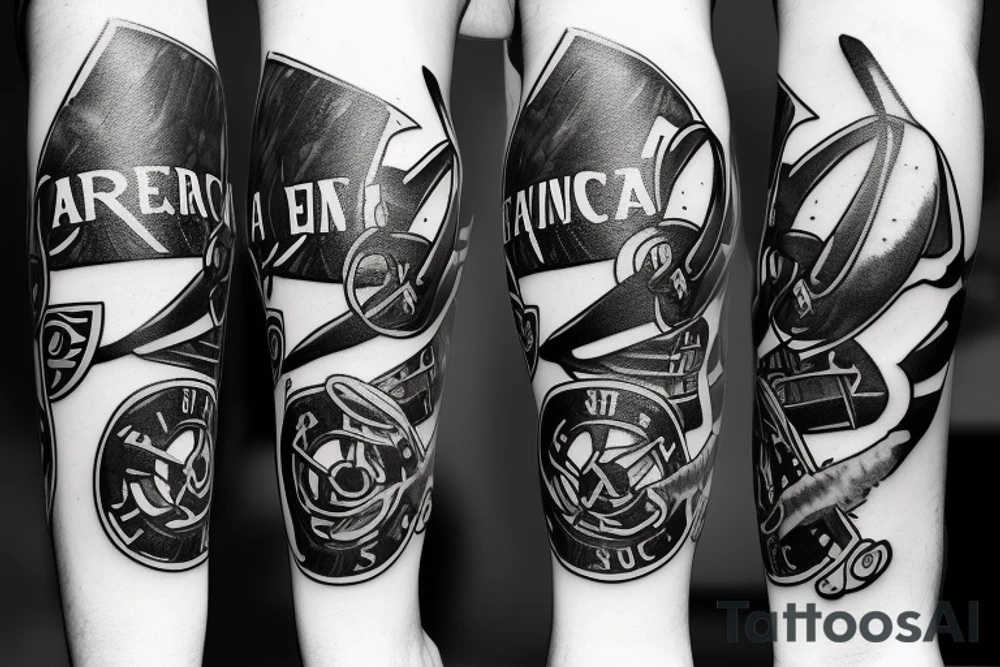Arsenal theme. With “Gunners” written somewhere. And the cannon of the Arsenal logo tattoo idea