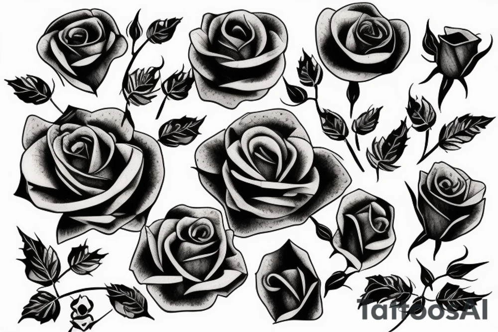 Rose with barbed wire stem tattoo idea